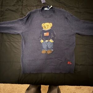 RALPH LAUREN NAVY POLO BEAR SWEATER NWT size M
